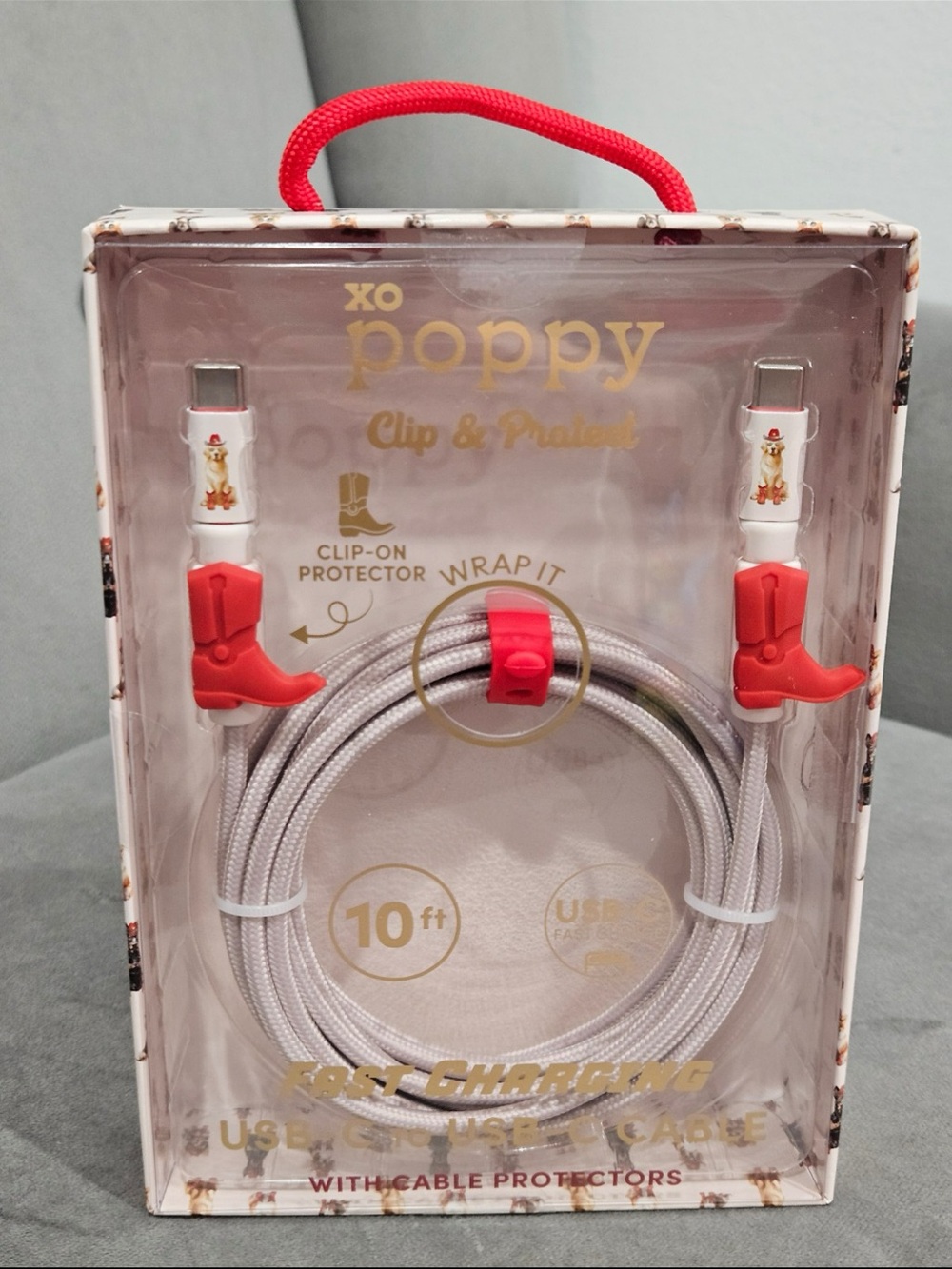 XO Poppy Fast Charging 10ft USB-C‎ to USB-C Cowboy Boot Protecting Cable | NWT